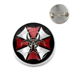 Classic Fashion Umbrella Security Theme Glass Cabochon Metal Brooch Badge For Bag Clothes Decoration Pins Jewelry Accessories