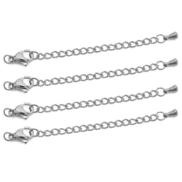 10pcs Stainless Steel Extension Chains with Lobster Clasps Connector Link Necklace Tail Making DIY Bracelet Accessories Supplies