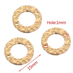 20pcs Stainless Steel Double Hole Texture Circle Ring Gold Plated Charm Earrings Conectors for Jewelry Making Supplies Wholesale