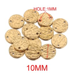 20pcs Stainless Steel Double Hole Texture Circle Ring Gold Plated Charm Earrings Conectors for Jewelry Making Supplies Wholesale