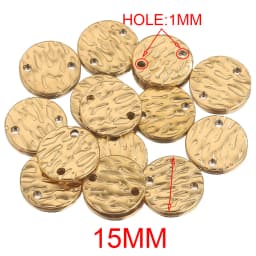 20pcs Stainless Steel Double Hole Texture Circle Ring Gold Plated Charm Earrings Conectors for Jewelry Making Supplies Wholesale