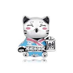 925 Sterling Silver Charms Fortune Cat Chinese New Year Pendant Beads Japanese Girl Fit Brand Bracelets Necklaces Women Jewelry