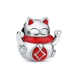 925 Sterling Silver Charms Fortune Cat Chinese New Year Pendant Beads Japanese Girl Fit Brand Bracelets Necklaces Women Jewelry