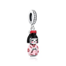 925 Sterling Silver Charms Fortune Cat Chinese New Year Pendant Beads Japanese Girl Fit Brand Bracelets Necklaces Women Jewelry