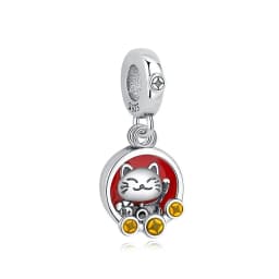 925 Sterling Silver Charms Fortune Cat Chinese New Year Pendant Beads Japanese Girl Fit Brand Bracelets Necklaces Women Jewelry