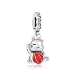 925 Sterling Silver Charms Fortune Cat Chinese New Year Pendant Beads Japanese Girl Fit Brand Bracelets Necklaces Women Jewelry