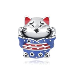 925 Sterling Silver Charms Fortune Cat Chinese New Year Pendant Beads Japanese Girl Fit Brand Bracelets Necklaces Women Jewelry