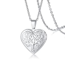 Delicate Floral Oval Heart Locket Pendant Necklaces for Women,Stainless Steel Photo Frame Promise Love Keepsake Gift