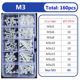 M2 M2.5 M3 M4 M5 White Nylon Screw Nut Washer Set Nylon Plastic Phillips Insulated Countersunk Pan Head Cross Round Screw Bolt