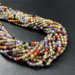 Multicolor Micro Faceted Natural Zircon Loose Beads 2mm 3mm Quartz Crystal Beads for Jewelry Making Accessries Supplies Beads