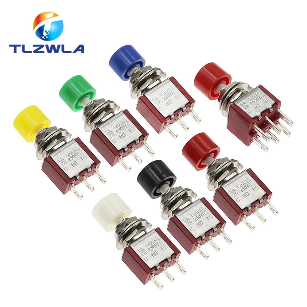1PCS 3Pin C-NO-NC 6MM Mini Momentary Automatic Return Push Button Switch ON-(ON) 2A 250VAC/5A 120VAC