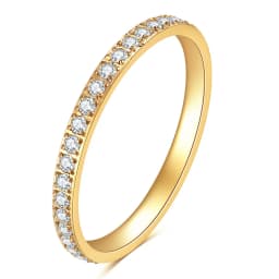 Full Small CZ Zircon Channel Setting Stainless Steel Engagement Rings for Women