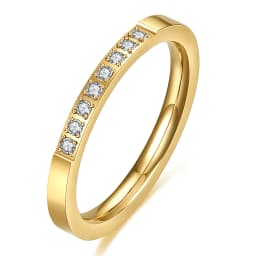 Full Small CZ Zircon Channel Setting Stainless Steel Engagement Rings for Women