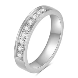Full Small CZ Zircon Channel Setting Stainless Steel Engagement Rings for Women