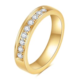Full Small CZ Zircon Channel Setting Stainless Steel Engagement Rings for Women