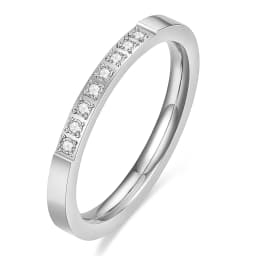 Full Small CZ Zircon Channel Setting Stainless Steel Engagement Rings for Women
