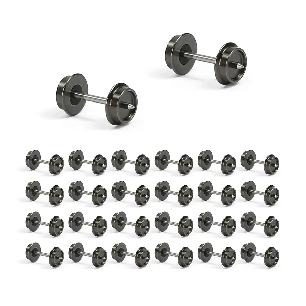Evemodel Wheelsets 24pcs N Scale 33" Metal DC Wheels Metal Axle for Model Trains Trucks HP05150