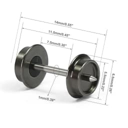 Evemodel Wheelsets 24pcs N Scale 33" Metal DC Wheels Metal Axle for Model Trains Trucks HP05150