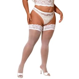 Large Plus Size Black Lace Top Fishnets Long Socks Silicone Non-slip Thigh Over Knee High Mesh Stockings for Girls Women XXXXL