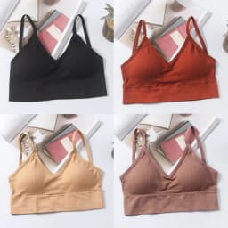 Kit 4 Women Seamless Bra Set, Sexy Beautiful Back Cotton Bra Comfortable Breathable Padded Bra Underwear