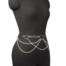 Punk Gothic Adjustable PU Leather Waist Harness Belt With Tassel Chain for Women, Street‑style Belly Decor Accessory for Casual