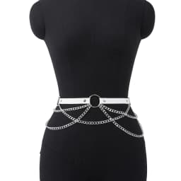 Punk Gothic Adjustable PU Leather Waist Harness Belt With Tassel Chain for Women, Street‑style Belly Decor Accessory for Casual