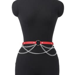 Punk Gothic Adjustable PU Leather Waist Harness Belt With Tassel Chain for Women, Street‑style Belly Decor Accessory for Casual