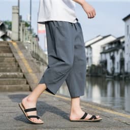 FGKKS 2024 Outdoor Casual Pants For Men Solid Color Slim-Fit Large Pocket Nine-Point Pants High Quality Casual Pants For Men
