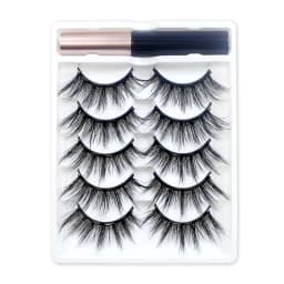 REDSIREN 5Pairs Magnetic Eyelashes With Eyeliner Reusable Thick Natural Eye Lashes New 5Piece Magnet False Eyelashes