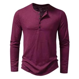Autumn New Men's Cotton Button Long Sleeve Henley Neck T-Shirt Casual Solid Color Breathable Versatile Fashion Slim T-Shirts
