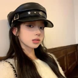 Women Fashion Vintage Elegant Metal Chain Leather Octagonal Beret Ladies Vintage Solid Colours Beret Caps