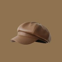 Women Fashion Vintage Elegant Metal Chain Leather Octagonal Beret Ladies Vintage Solid Colours Beret Caps