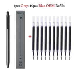KACO Dialy Gel Pen Good Writing Press Business 0.5mm Black Ink Black/White/Gray Metal Clip Signature Canetas Stationery Supplies