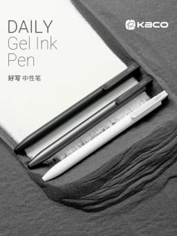 KACO Dialy Gel Pen Good Writing Press Business 0.5mm Black Ink Black/White/Gray Metal Clip Signature Canetas Stationery Supplies