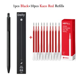 KACO Dialy Gel Pen Good Writing Press Business 0.5mm Black Ink Black/White/Gray Metal Clip Signature Canetas Stationery Supplies