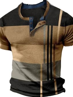 Summer Vintage Mens Shirt Cross Printed Short Sleeve Casual V-Neck Button Oversized Mens Patchwork T Shirt Plaid Tops Streetwear
