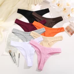 FINETOO 1/2/3/5/8Pcs Cotton Solid Thongs Women's Panties Sexy Low Waist Underwear Female Breathable G-string Soft Lingerie S-XL