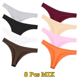 FINETOO 1/2/3/5/8Pcs Cotton Solid Thongs Women's Panties Sexy Low Waist Underwear Female Breathable G-string Soft Lingerie S-XL
