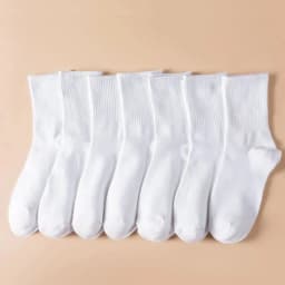 7/14/21 Pairs Women Classic Black And White Solid Color Fashionable Versatile Sweat-Absorbing Soft And Breathable Casual Socks﻿