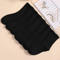 7/14/21 Pairs Women Classic Black And White Solid Color Fashionable Versatile Sweat-Absorbing Soft And Breathable Casual Socks﻿