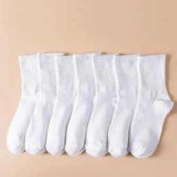 7/14/21 Pairs Women Classic Black And White Solid Color Fashionable Versatile Sweat-Absorbing Soft And Breathable Casual Socks﻿
