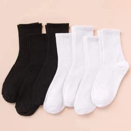 7/14/21 Pairs Women Classic Black And White Solid Color Fashionable Versatile Sweat-Absorbing Soft And Breathable Casual Socks﻿