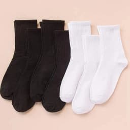 7/14/21 Pairs Women Classic Black And White Solid Color Fashionable Versatile Sweat-Absorbing Soft And Breathable Casual Socks﻿