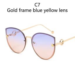 Retro Metal Cat Eye Sunglasses Women Men Small Frame Trend Cateye Sun Glasses Female Decorative Sunglass uv400