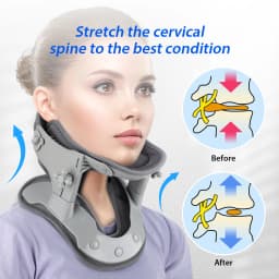 Adjustable Neck Traction Device Heating Neck Stretcher Cervical Traction Spine Collar Support for Muscle Relaxation Home Office