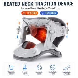 Adjustable Neck Traction Device Heating Neck Stretcher Cervical Traction Spine Collar Support for Muscle Relaxation Home Office