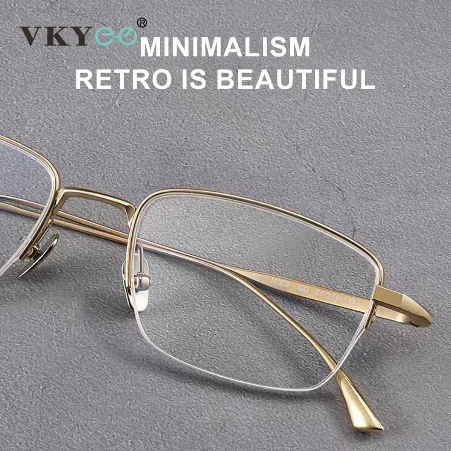 VICKY Pure Titanium Half Frame Ultra-light Simple Glasses Frame Men's Business Half Frame Can Be Customized Prescription Glasses