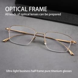 VICKY Pure Titanium Half Frame Ultra-light Simple Glasses Frame Men's Business Half Frame Can Be Customized Prescription Glasses