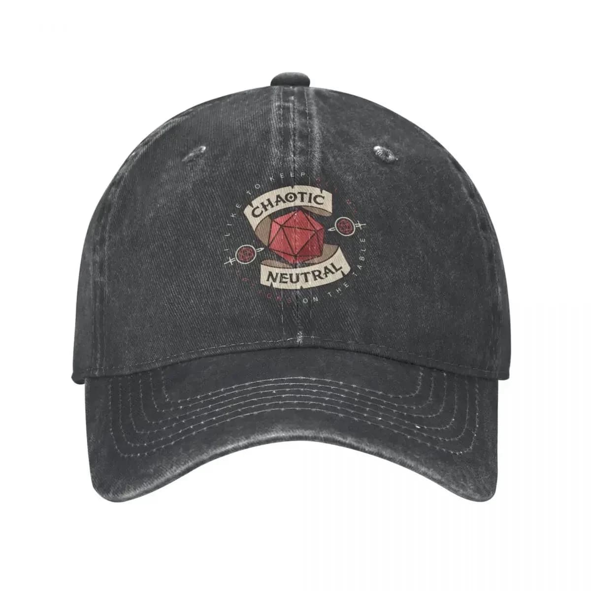 Chaotic Neutral Alignment Kinda Care Kinda Dont Baseball Caps Accessories Retro Distressed Cotton DND Game Dice Hat