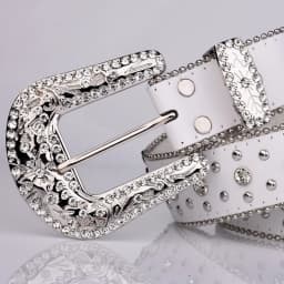 Punk Rhinestone White Belt Female Male Fashion Western Jeans Female Jeans Jewelry Fashion Design Y2K Jeans Belt